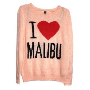 I Love Malibu Cozy Soft Knit Peach Sweater /Size M